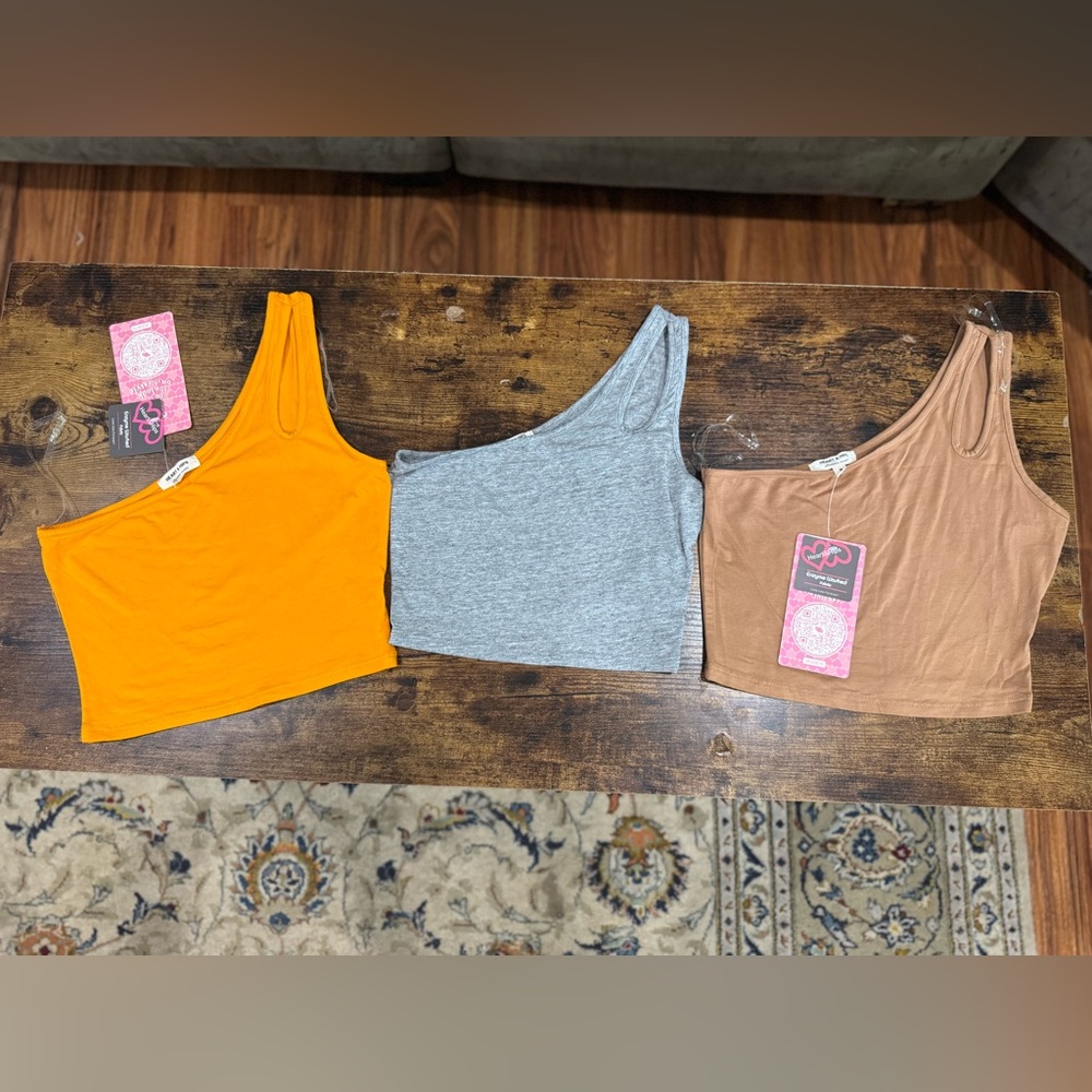 One Shoulder Tops-Set of 3